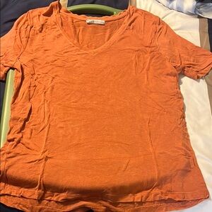 Women's Orange V-Neck Top